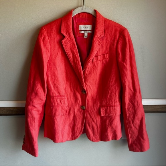 J.CREW Schoolboy Blazer Jacket Coral Orange Herringbone​​ - Picture 1 of 5